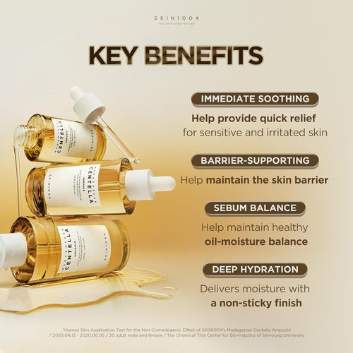SKIN1004 Madagascar Centella Ampoule hydration, skin comfort and texture details