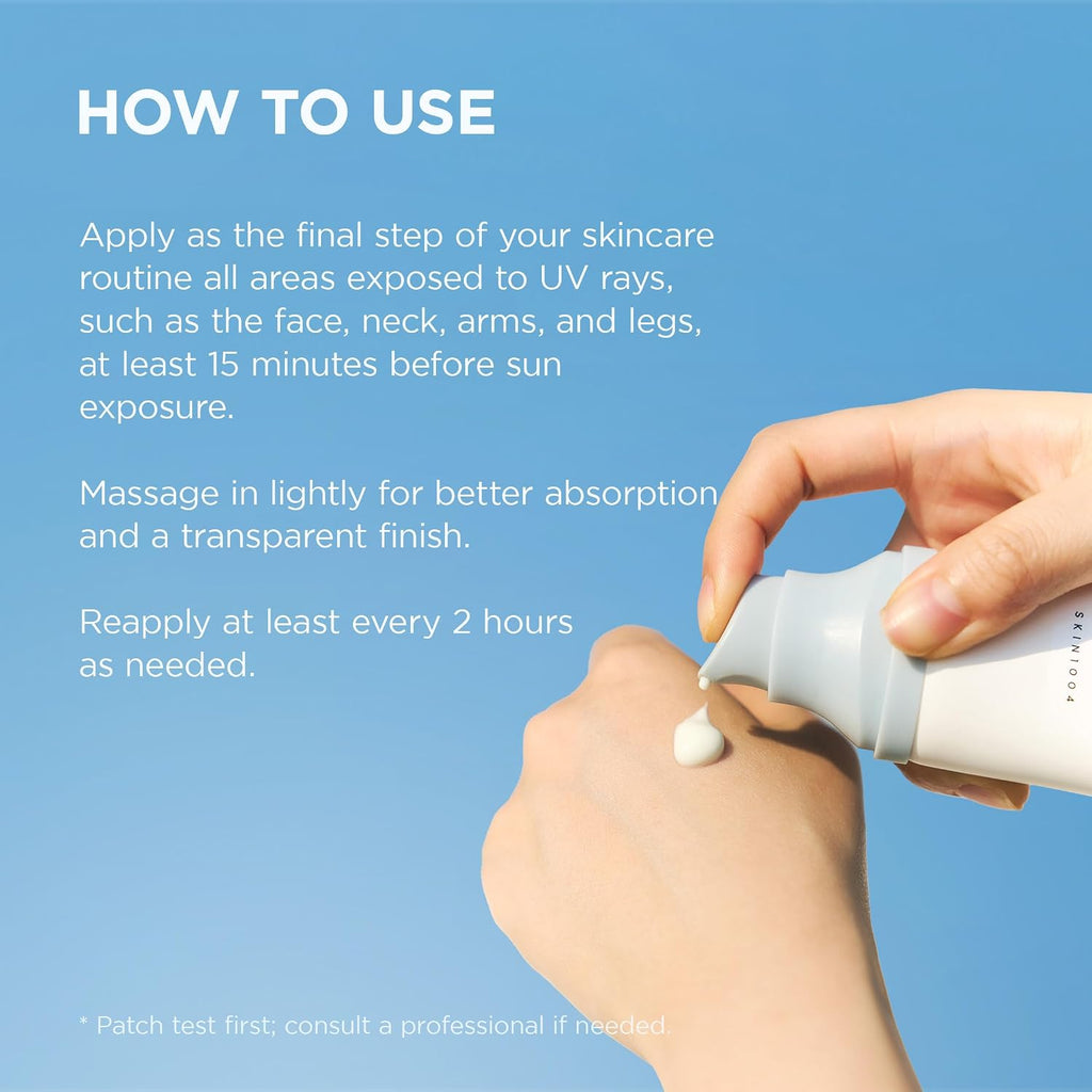SKIN1004 SPF 50 sun serum application and reapplication directions